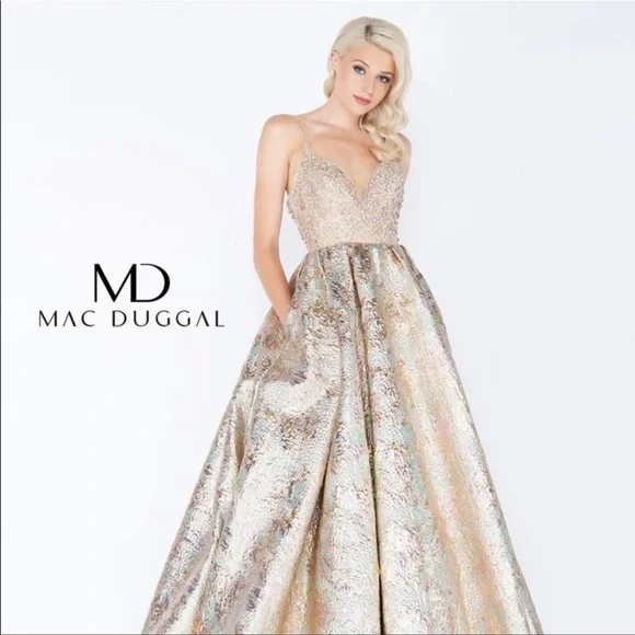 Mac Duggal | Dresses | Macduggal Gold Prom Dress Beautiful | Poshmark